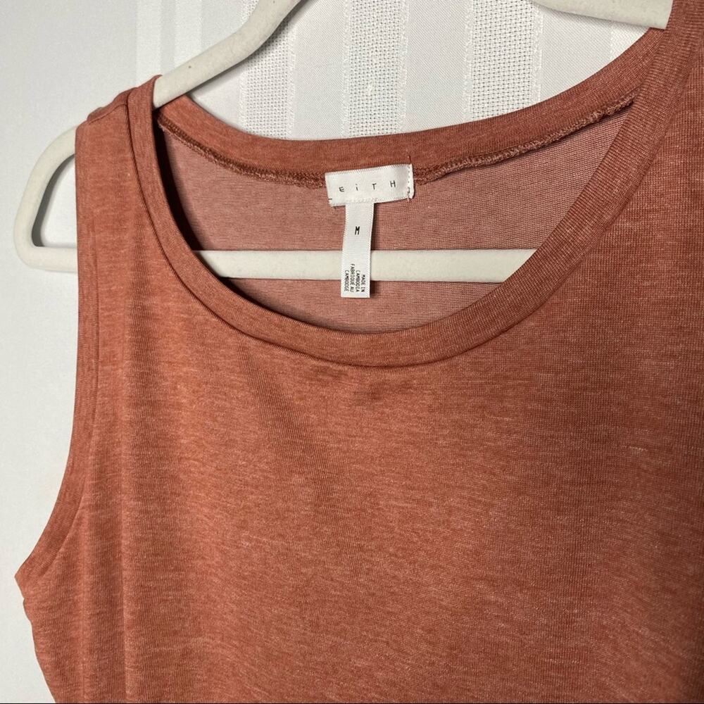 Nordstrom Leith Sleeveless Ruched Bodycon Mini Tank Dress Medium Orange Cocktail - Picture 3 of 8